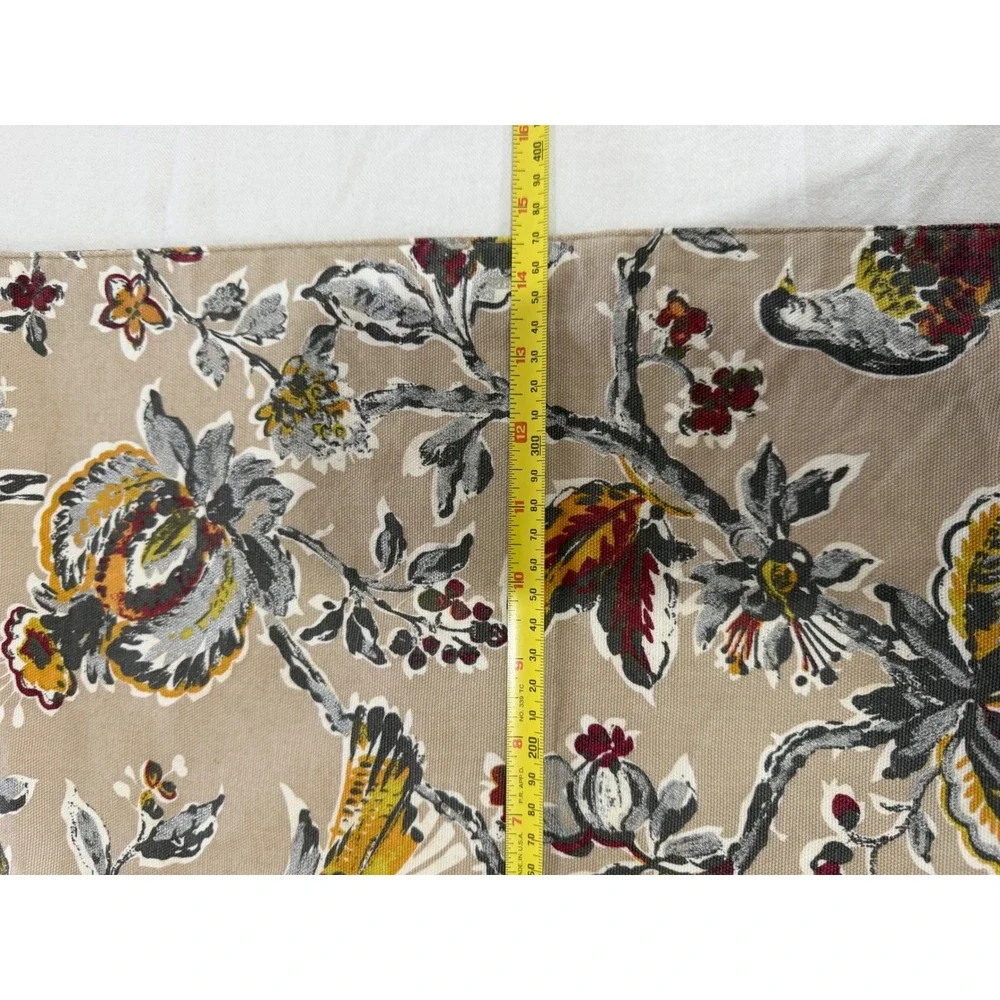 Nicole Miller Home Floral Bird‎ Table Runner Tan Botanical 14x68 Cotton Blend